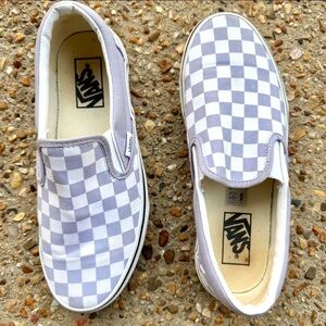 Vans Purple Lavender Classic Slipon Checkered Off the Wall Shoes Women’s Size 8